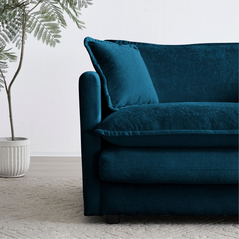 Mobilier de salon, canapé de siège en chenille bleue 2 + 3 places, tissu d'ameublement respirant et moderne, idéal pour