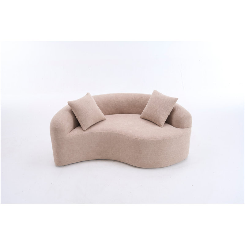 Canapé modulaire courbé en S en chenille: double profondeur (21,3 po 26,8 po), beige, sans assemblage, compact pour les petits espaces, 400 lb, L 66,9 po