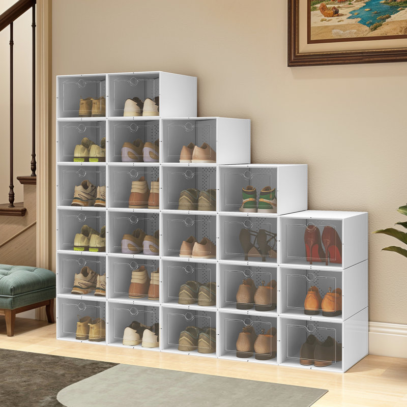 Aurelio Foldable Shoe Storage Box, White