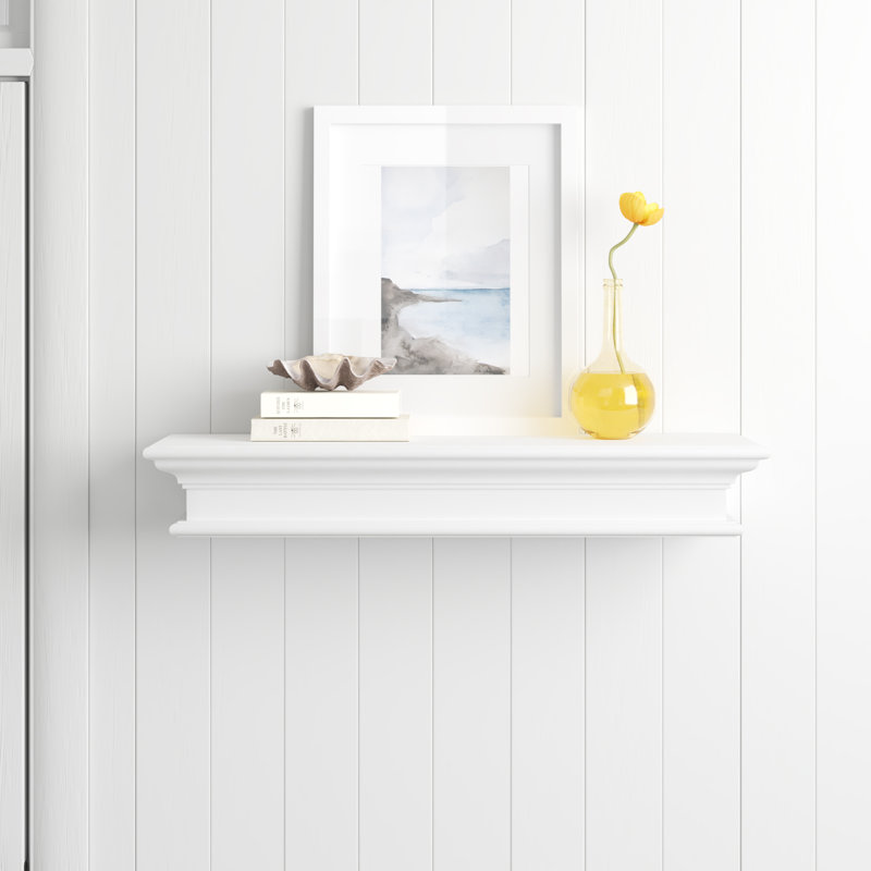 Angellique Solid Wood Floating Shelf, 4.72" H x 23.62" W x 9.06" D, White