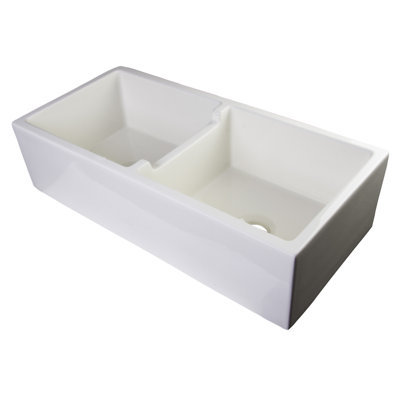 39.5'' L Double Bowl Fireclay Kitchen Sink