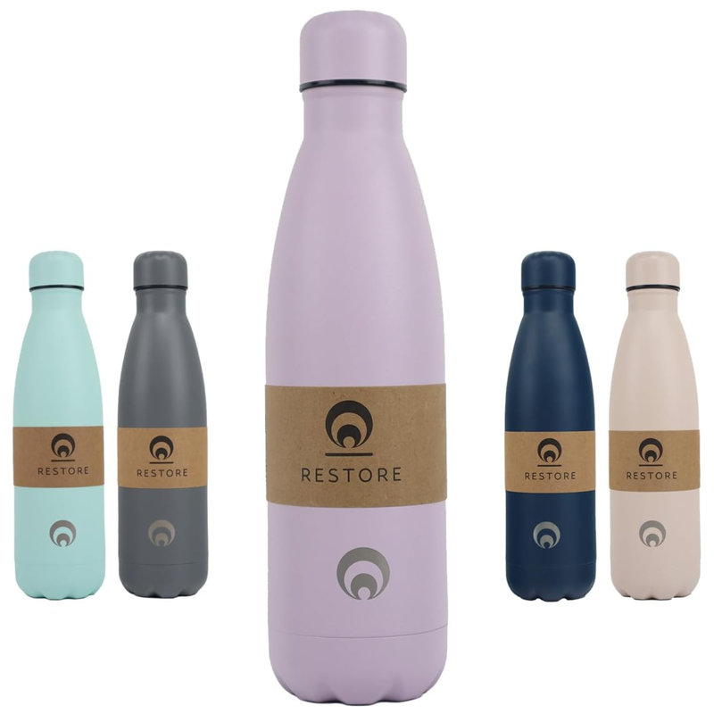 Restore 500ml Double Wall Insulated Stainless Steel Water Bottle, Purple