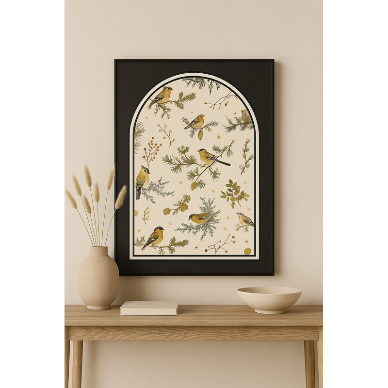 Reproduction d'art botanique et oiseau antique Botanical Harmony