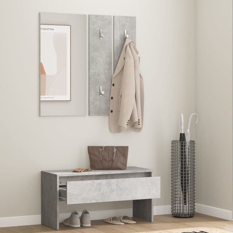 Ivens vidaXL Hallway Furniture Set Engineered Wood, Grey