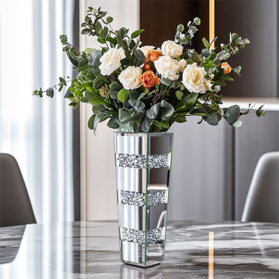 Crystal Silver Glass  Table Vase