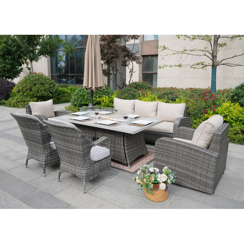Aerolyn 7 - Person Patio Conversation Set with Cushions