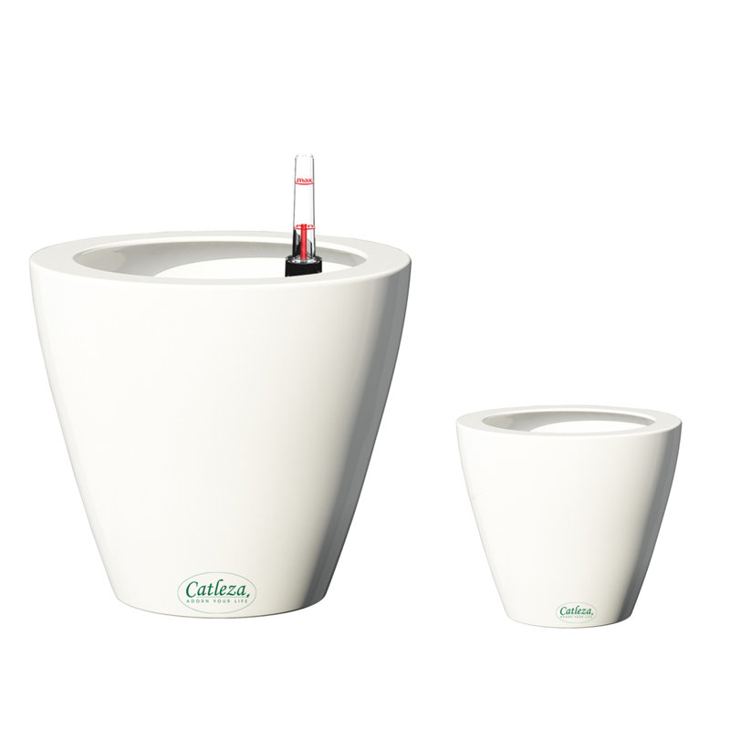 Ensemble de 2 pots à fleurs avec réservoir pour l'intérieur et l'extérieur, Blanc