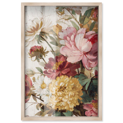 Vintage Floral III Shadowbox Print Vintage Floral Art by Art Remedy, Blonde Frame, 20 x 30