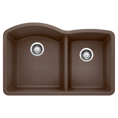Karran Undermount Quartz/Granite Composite 32 In. 60/40 Double Bowl Kitchen Sink In Concrete Qu 630 Cn