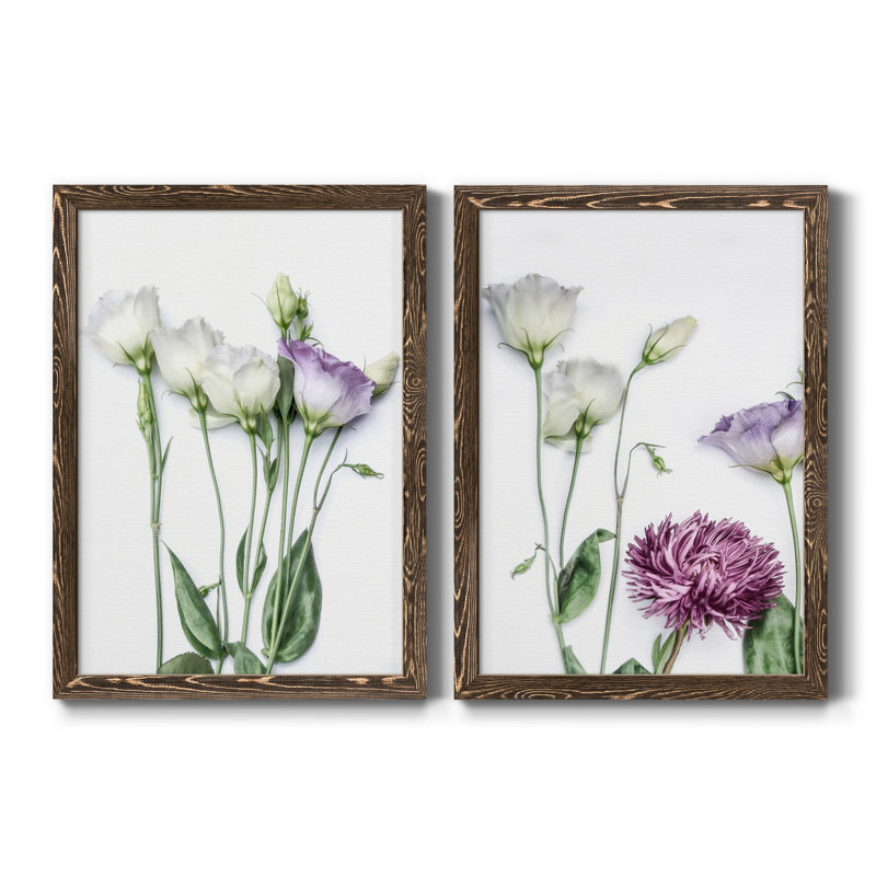 Moderne Jardin I - ensemble de 2 reproductions d'art graphique, Toile avec cadre en noyer, Pas de tapis