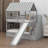 House Bunk Bed With Trundle And Slide, Storage Staircase, Roof And Window Design-636638199