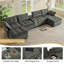 Canapé modulaire de 154 po avec repose-pieds en nuage avec repose-pieds modulaire en U de 154 po, canapé modulaire surdimensionné moderne en velours côtelé 6 places avec console centrale Port USB, gris-940497914