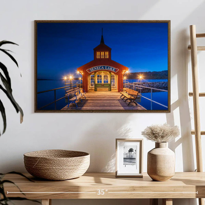 Seneca Lake Pier, 25 po x 17 po, Cadre flottant noyer