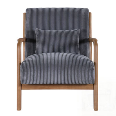 Fauteuil rembourré en bois robuste avec coussin de soutien pour le dos en velours côtelé Sturdy, parfait pour le confort et la durabilité