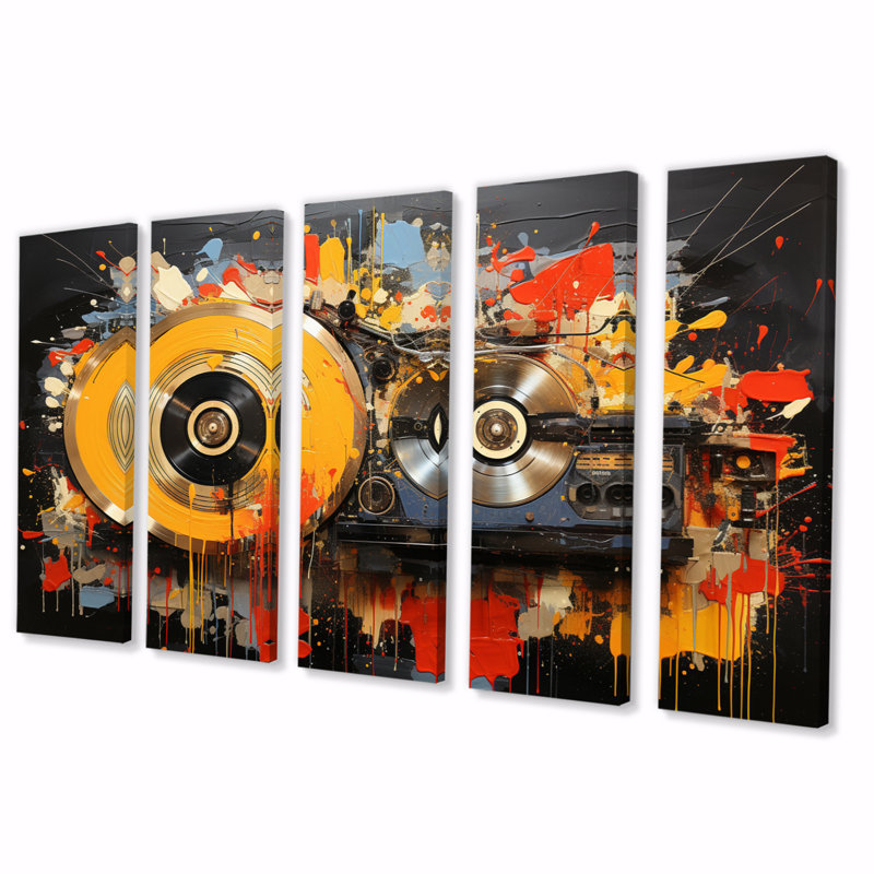 Colorful Colorful Melody IV - Reproduction d'art sur toile - 5 panneaux égaux