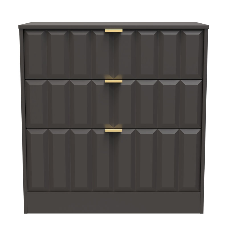 Besian 77cm W 3 - Drawer Chest of Drawers, Graphite