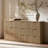 63" W Fluted 9-drawer Dresser, 1.97"-Thick Panels Wooden Chest of Drawers with Faux Marble Top and Sturdy Base, Oak-1321445771