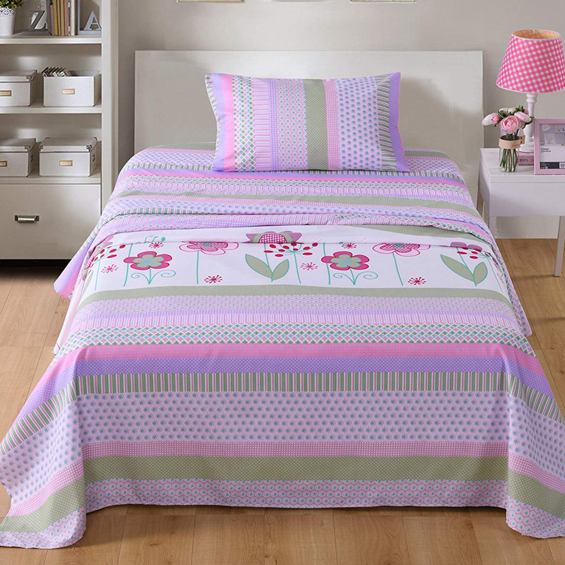 A14 Sheet Microfiber Floral Sheet Set, Twin Sheet Set with Fitted Sheet and 1 Pillowcase