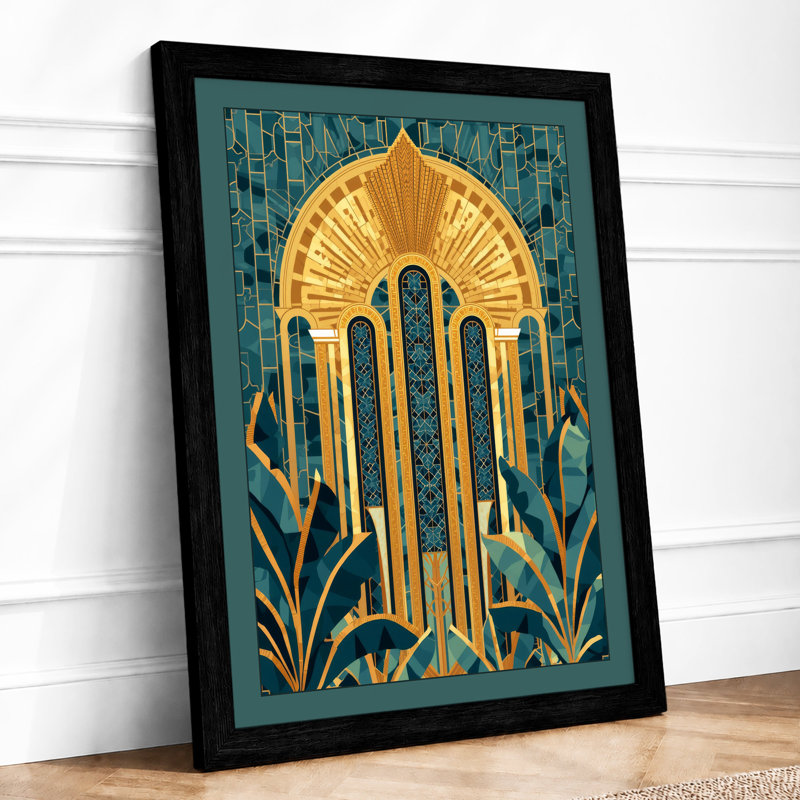 Golden Gateway Art Deco - Framed Print, A3 - 42.0 x 29.7 cm, Black