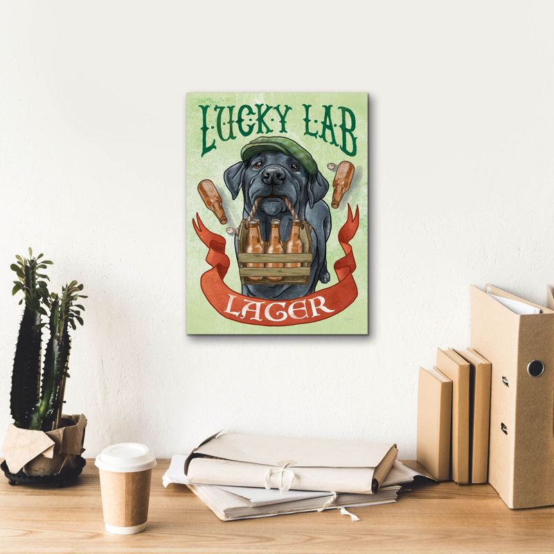 «Beer Dogs 5» par Mary Urban, art mural sur toile, 12 po x 16 po, H 16 po x l 12 po x P 0,75 po