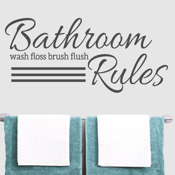 Décalcomanie murale règles de salle de bain, Gris foncé