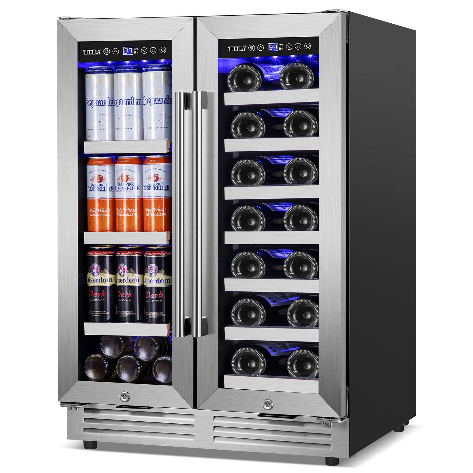 Tittla 24 20 Bottle And 60 Can Dual Zone Built In Wine Beverage   24 20 Bottle And 60 Can Dual Zone Built In Wine Beverage Refrigerator 