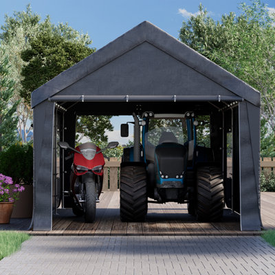 Car Canopy Portable Garage, Heavy Duty Car Port With Roll-up Ventilated Windows , Uv Resistant Waterproof All-season Tarp For Car, Boat And Emergency Shelter, White/ Black/ Yellow
