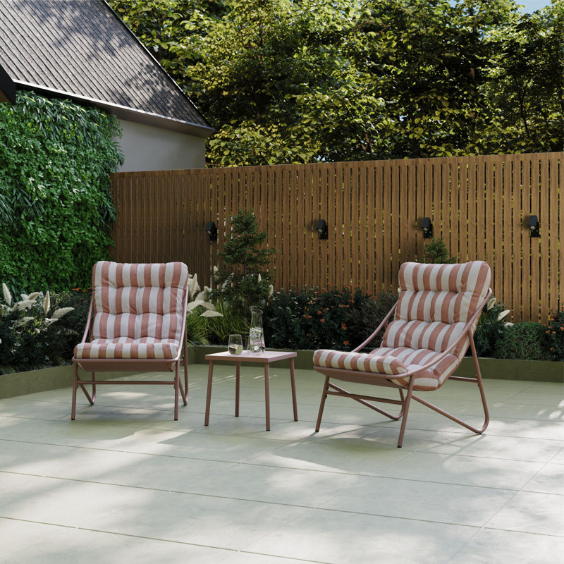 2 - Person Patio Dining Set with Square Table , Cushions Included, Terracotta
