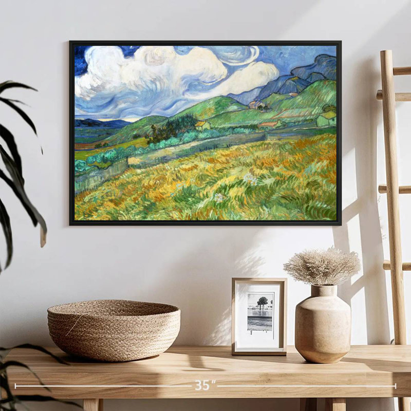 Paysage de Saint Remy, 25 po x 17 po, Cadre flottant noir