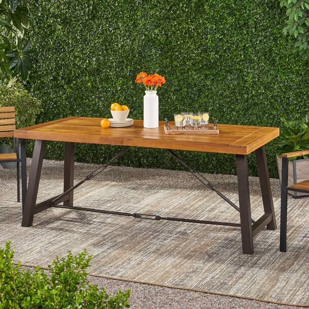 Union Rustic Yager Metal/Solid Wood Outdoor Bench & Reviews | Wayfair