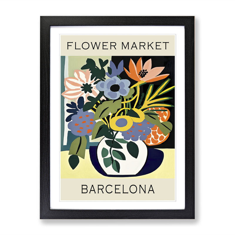 Barcelona Flower Market Exhibition No.8 1 Piece Single Picture Frame Wall Art, 64cm H x 46cm W x 2cm D