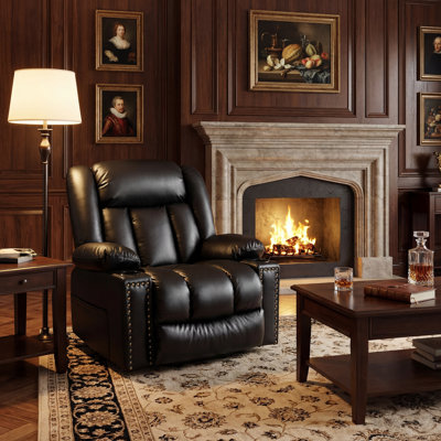 Fauteuil de massage à 3 moteurs de 40 po de large avec moteur et chaleur, fauteuil inclinable en cuir pour une relaxation complète du corps, réglage indépendant avec télécommande