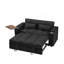 Canapé-lit en chenille noir avec accoudoirs avec rangement, port USB et table d'appoint-297275470