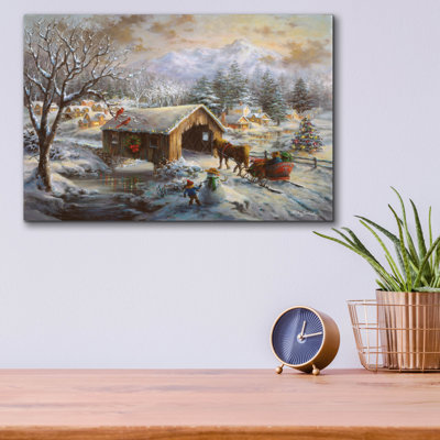  «Covered Bridge» par Nicky Boehme, art mural en verre acrylique, 16 po x 12 po