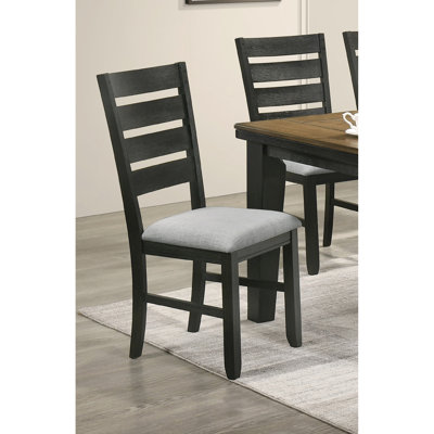 Dining Chairs Of 2, Contemporary Look, Solid Wood, Wheat Charcoal, Fabric Cushion Seats, Kitchen 2pc Side Chairs, Style, Charcoal Finish, Upholstery S