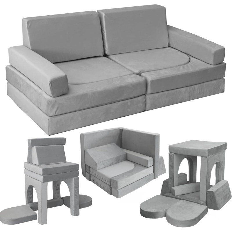 10pcs Modular Kids Play Sofa Couch – Multifunctional Foam Cushions For Playrooms, Convertible Floor Furniture For Boys And Girls