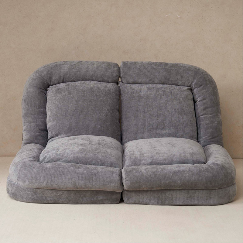 Canapé-lit convertible simple pliable, gris, partie gauche du produit complet, Tissu gris