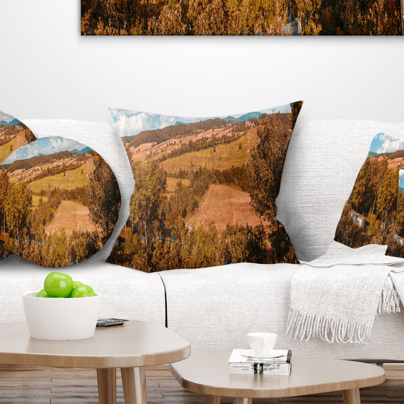 Orange Orange Mountains Toscane - coussin à imprimé paysage, 16 po x 1 po, Coussin décoratif