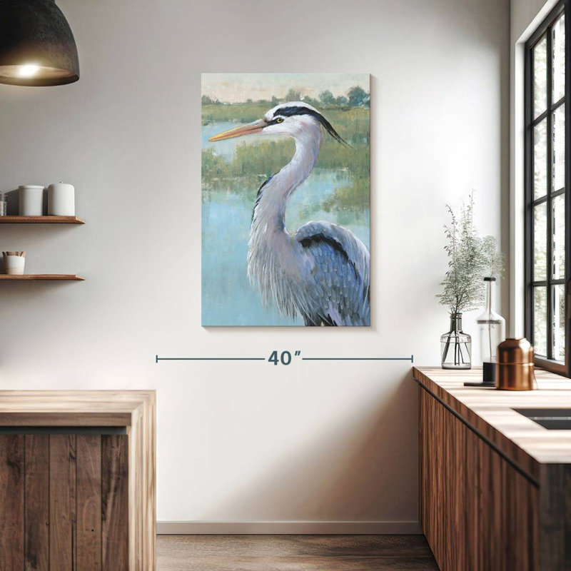 Portrait de héron bleu I, H 39 po x l 26 po