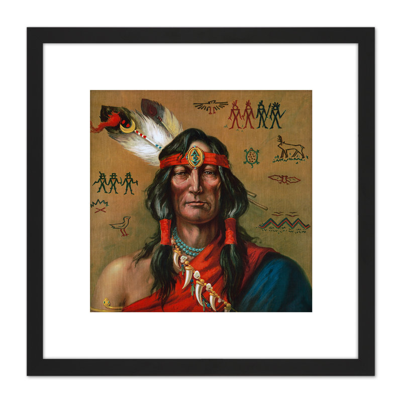 Native American Indigenous Man Portrait - Single Picture Frame Painting