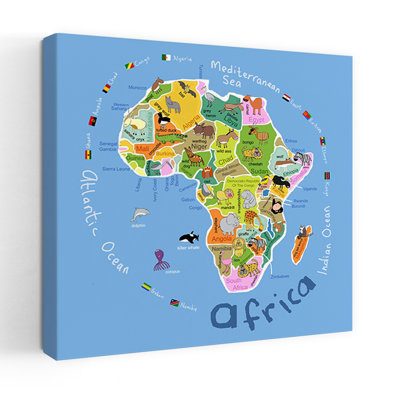 Carte des animaux d'Afrique pour enfants, affiche murale colorée et contemporaine représentant des animaux marins et des animaux de l'océan