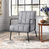 Monika 24.8" W Tufted Velvet Upholstered Armchair with Metal Armrests & Legs