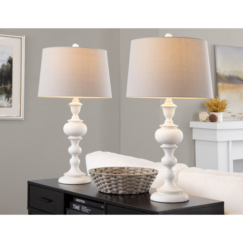 Ensemble de lampes de table 30,25 po Johnny, Blanc délavé, Gris