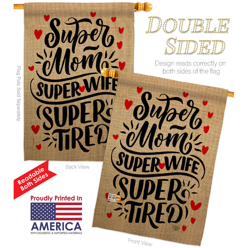 Double Sided Polyester Mother's Day House Flag, 40" H x 28" W
