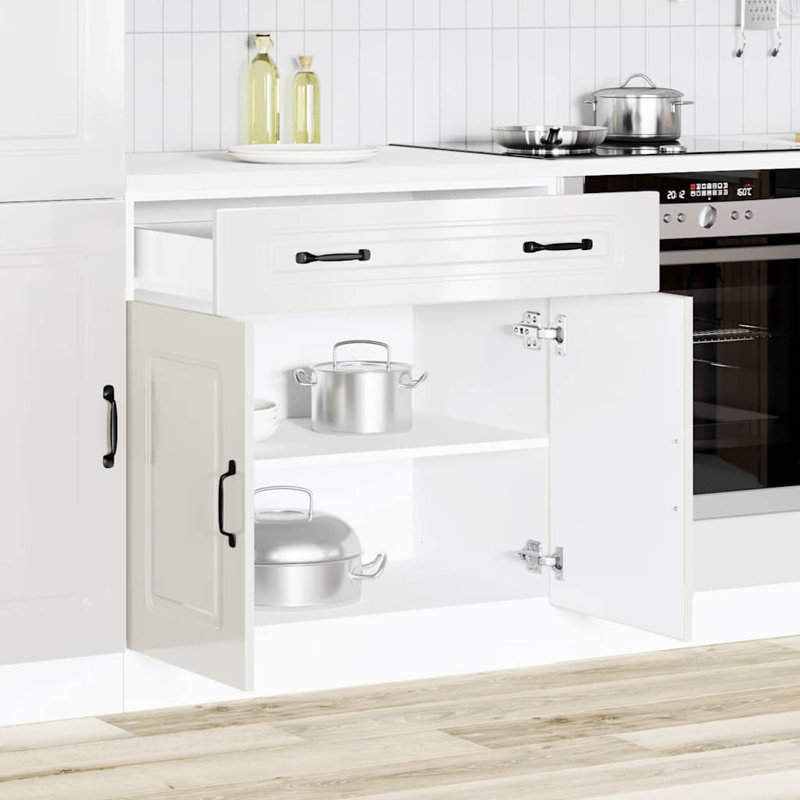 Kitchen Base Cabinet Kalmar Engineered Wood, High Gloss White