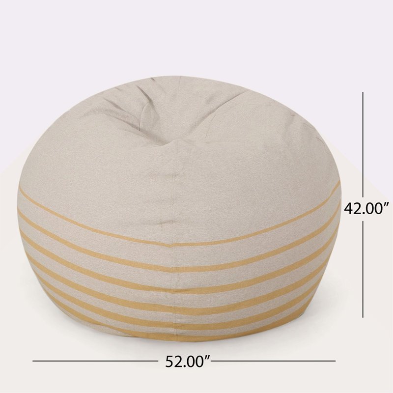 5 Foot Rounded Bean Bag,Striped Yellow
