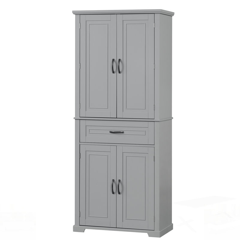 Armoire de rangement pour salle de bain avec portes, tiroir et tablette réglable pour un rangement organisé et spacieux, Gris