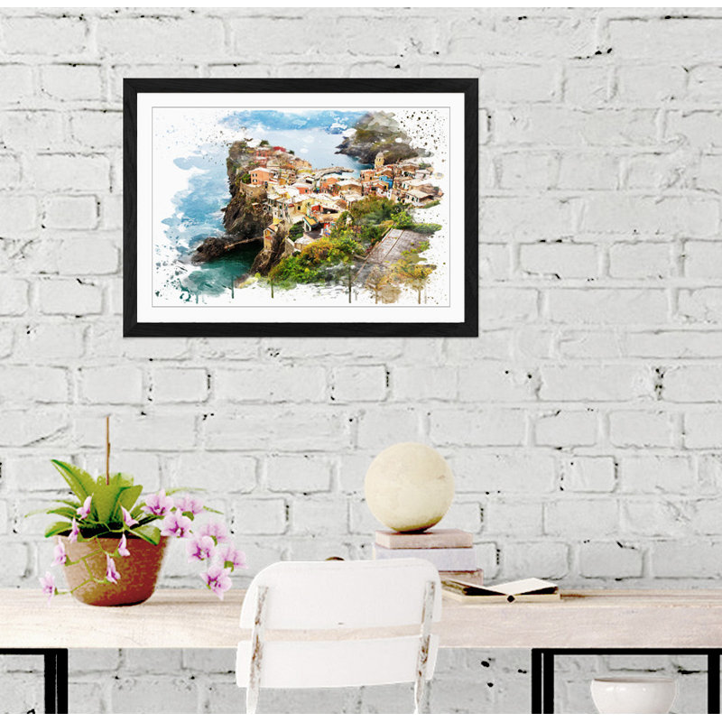 Landscape Cinque Terre Italy - Wall Art, 45cm H x 62cm W, Framed Picture
