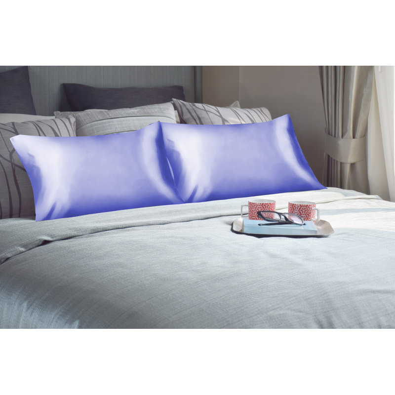 Taie d'oreiller 100% satin , Très grand, Bleu