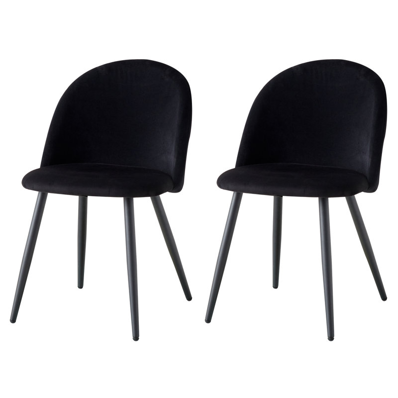 Caileigh Cotton Blend Upholstered Metal Side Chair, Black